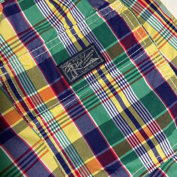 Polo Ralph Lauren Mens Shorts Classic Pony Board Swim Trunks Lined Plaid Sz L - Picture 4 of 11